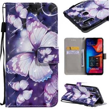 Violet butterfly 3D Painted Leather Wallet Case for Samsung Galaxy A30