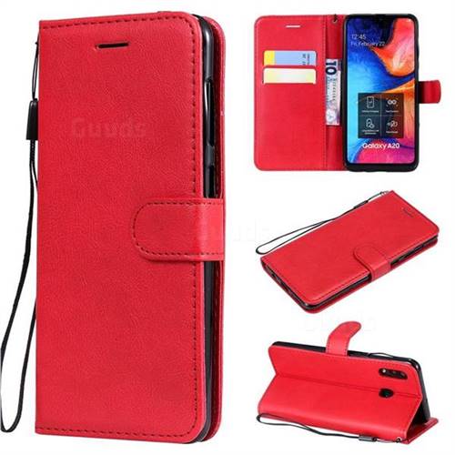 Retro Greek Classic Smooth PU Leather Wallet Phone Case for Samsung Galaxy A30 - Red