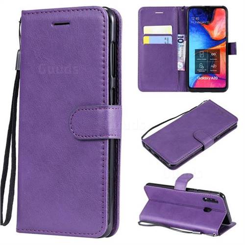 Retro Greek Classic Smooth PU Leather Wallet Phone Case for Samsung Galaxy A30 - Purple