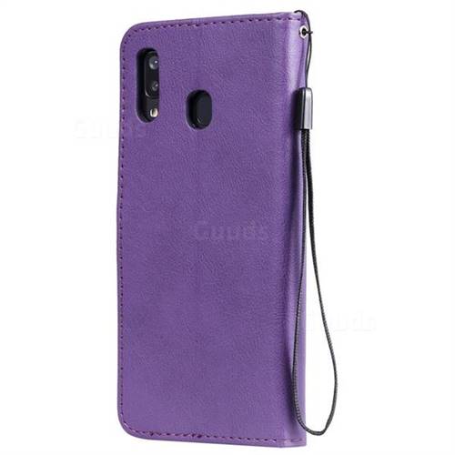 Retro Greek Classic Smooth Pu Leather Wallet Phone Case For Samsung Galaxy A30 Purple Galaxy