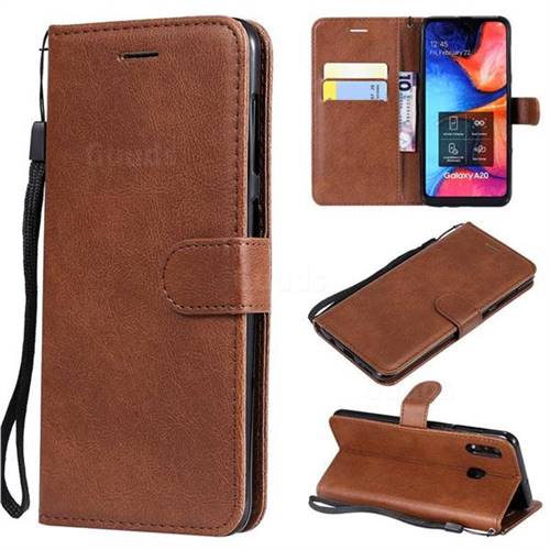 Retro Greek Classic Smooth PU Leather Wallet Phone Case for Samsung Galaxy A30 - Brown