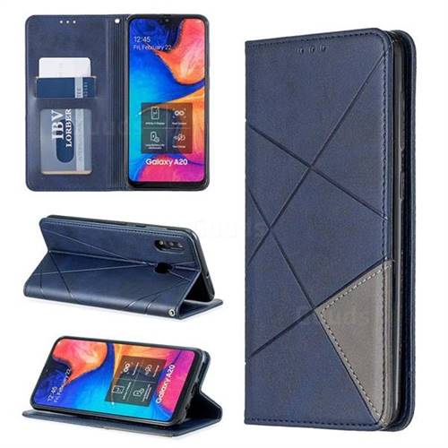 Prismatic Slim Magnetic Sucking Stitching Wallet Flip Cover for Samsung Galaxy A30 - Blue