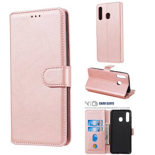 Retro Calf Matte Leather Wallet Phone Case for Samsung Galaxy A30 - Pink