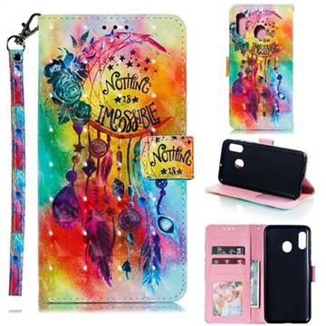 Flower Wind Chimes 3D Painted Leather Phone Wallet Case for Samsung Galaxy A30