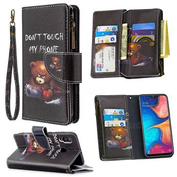 Chainsaw Bear Binfen Color BF03 Retro Zipper Leather Wallet Phone Case for Samsung Galaxy A30