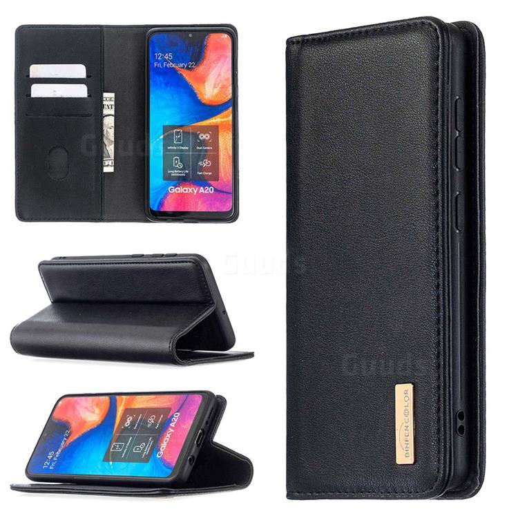 Binfen Color BF06 Luxury Classic Genuine Leather Detachable Magnet Holster Cover for Samsung Galaxy A30 - Black