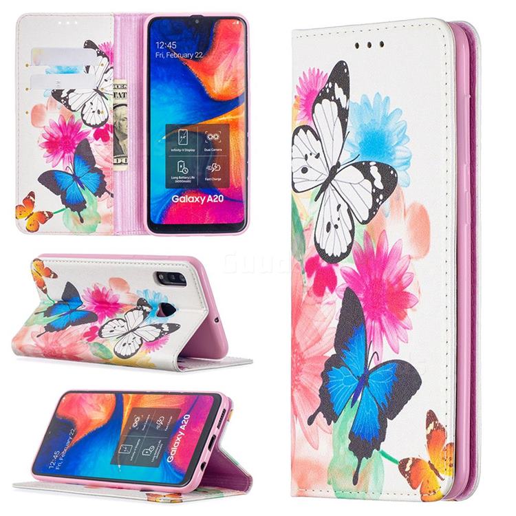 Flying Butterflies Slim Magnetic Attraction Wallet Flip Cover for Samsung Galaxy A30