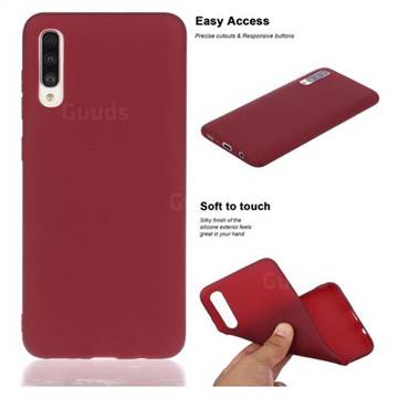 Soft Matte Silicone Phone Cover for Samsung Galaxy A30s - Wine Red