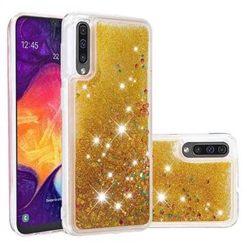 Dynamic Liquid Glitter Quicksand Sequins TPU Phone Case for Samsung Galaxy A30s - Golden