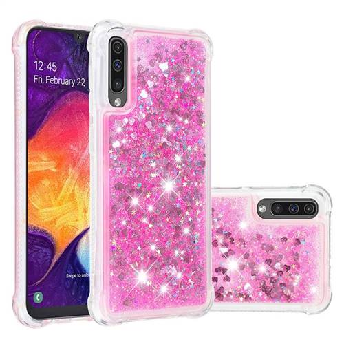 Dynamic Liquid Glitter Sand Quicksand TPU Case for Samsung Galaxy A30s - Pink Love Heart