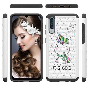 Tiny Unicorn Studded Rhinestone Bling Diamond Shock Absorbing Hybrid Defender Rugged Phone Case Cover for Samsung Galaxy A30s