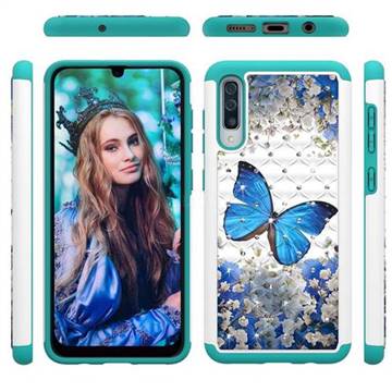 Flower Butterfly Studded Rhinestone Bling Diamond Shock Absorbing Hybrid Defender Rugged Phone Case Cover for Samsung Galaxy A30s