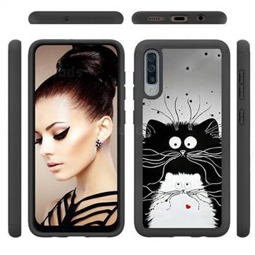 Black and White Cat Shock Absorbing Hybrid Defender Rugged Phone Case Cover for Samsung Galaxy A30s