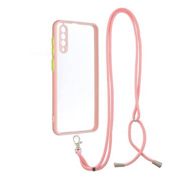 Necklace Cross-body Lanyard Strap Cord Phone Case Cover for Samsung Galaxy A30s - Pink