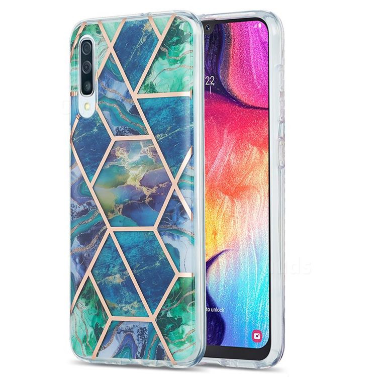 Blue Green Marble Pattern Galvanized Electroplating Protective Case Cover for Samsung Galaxy A30s