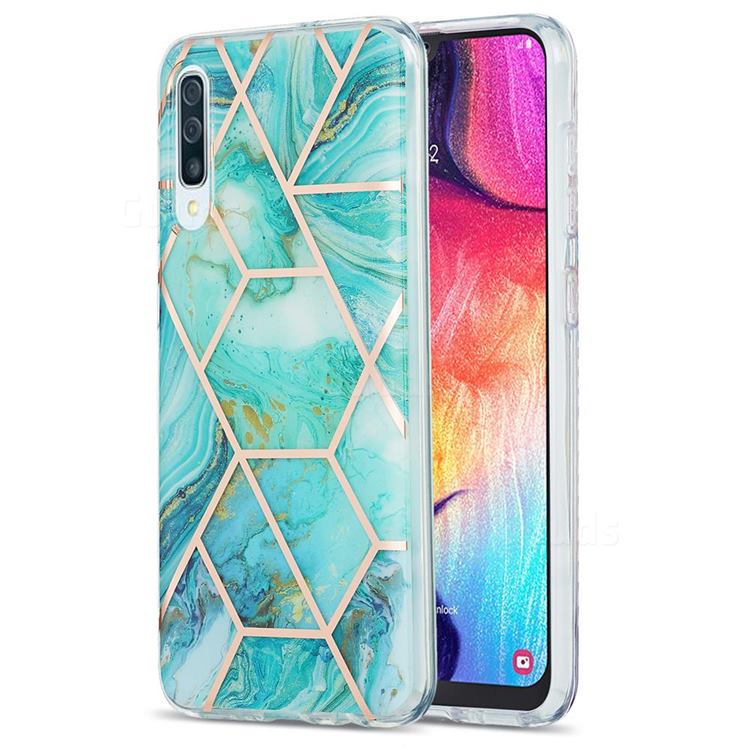 Blue Sea Marble Pattern Galvanized Electroplating Protective Case Cover for Samsung Galaxy A30s