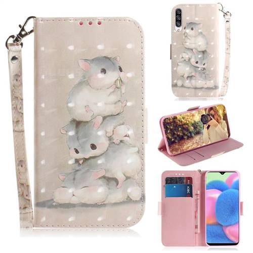 Three Squirrels 3D Painted Leather Wallet Phone Case for Samsung Galaxy A30s