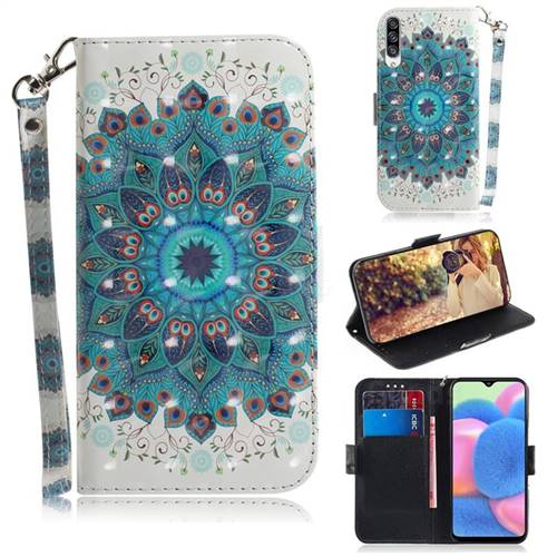 Peacock Mandala 3D Painted Leather Wallet Phone Case for Samsung Galaxy A30s
