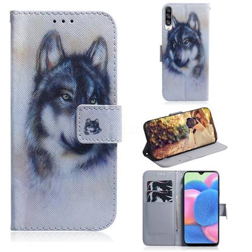 Snow Wolf PU Leather Wallet Case for Samsung Galaxy A30s