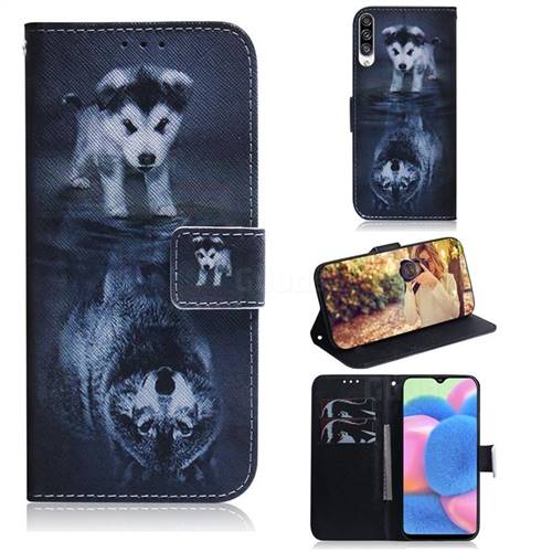 Wolf and Dog PU Leather Wallet Case for Samsung Galaxy A30s