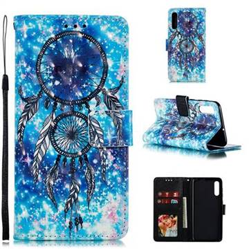 Blue Wind Chime 3D Painted Leather Phone Wallet Case for Samsung Galaxy A30s