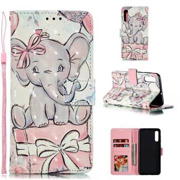 Bow Elephant 3D Painted Leather Phone Wallet Case for Samsung Galaxy A30s