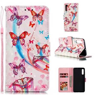 Ribbon Flying Butterfly 3D Painted Leather Phone Wallet Case for Samsung Galaxy A30s