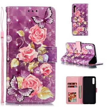 Purple Butterfly Flower 3D Painted Leather Phone Wallet Case for Samsung Galaxy A30s