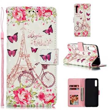 Bicycle Flower Tower 3D Painted Leather Phone Wallet Case for Samsung Galaxy A30s