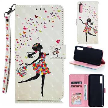 Flower Girl 3D Painted Leather Phone Wallet Case for Samsung Galaxy A30s