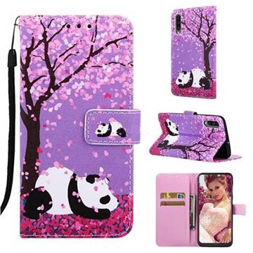 Cherry Blossom Panda Matte Leather Wallet Phone Case for Samsung Galaxy A30s