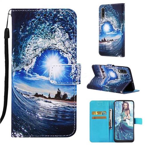 Waves and Sun Matte Leather Wallet Phone Case for Samsung Galaxy A30s