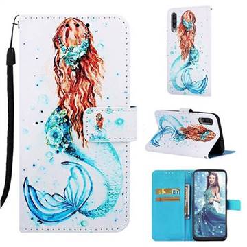 Mermaid Matte Leather Wallet Phone Case for Samsung Galaxy A30s