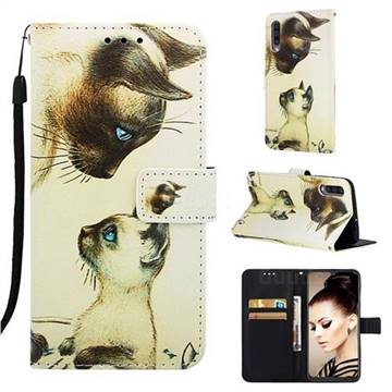 Cat Confrontation Matte Leather Wallet Phone Case for Samsung Galaxy A30s