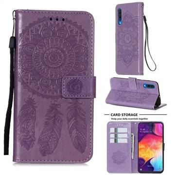 Embossing Dream Catcher Mandala Flower Leather Wallet Case for Samsung Galaxy A30s - Purple