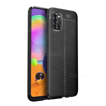 Luxury Auto Focus Litchi Texture Silicone TPU Back Cover for Samsung Galaxy A31 - Black