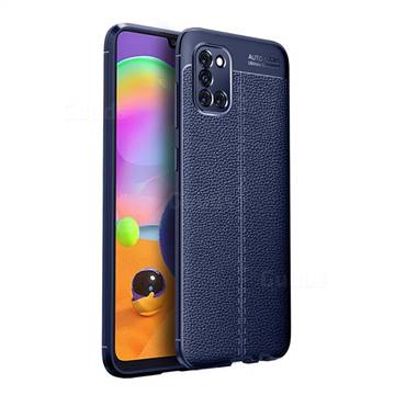 Luxury Auto Focus Litchi Texture Silicone TPU Back Cover for Samsung Galaxy A31 - Dark Blue