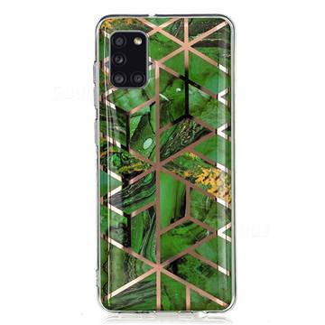 Green Rhombus Galvanized Rose Gold Marble Phone Back Cover for Samsung Galaxy A31