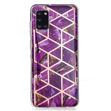 Purple Rhombus Galvanized Rose Gold Marble Phone Back Cover for Samsung Galaxy A31