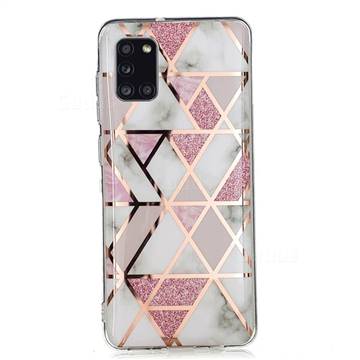 Pink Rhombus Galvanized Rose Gold Marble Phone Back Cover for Samsung Galaxy A31