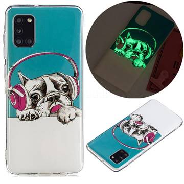 Headphone Puppy Noctilucent Soft TPU Back Cover for Samsung Galaxy A31
