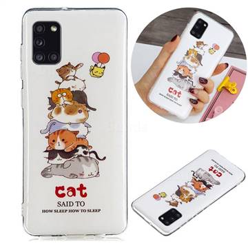 Cute Cat Noctilucent Soft TPU Back Cover for Samsung Galaxy A31