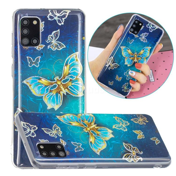 Golden Butterfly Painted Galvanized Electroplating Soft Phone Case Cover for Samsung Galaxy A31