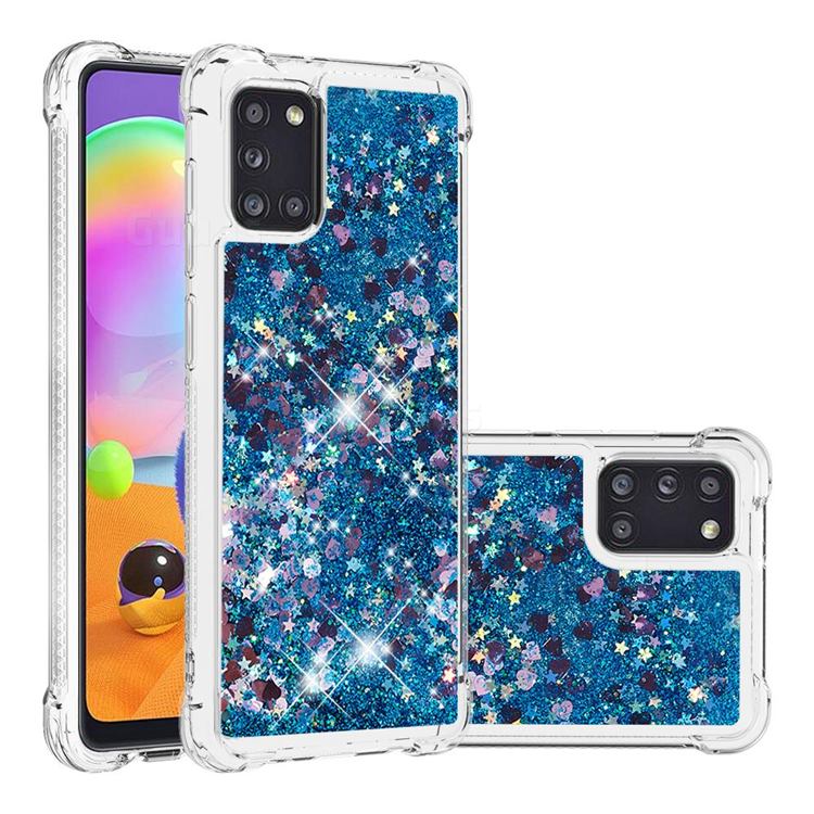 Dynamic Liquid Glitter Sand Quicksand TPU Case for Samsung Galaxy A31 - Blue Love Heart