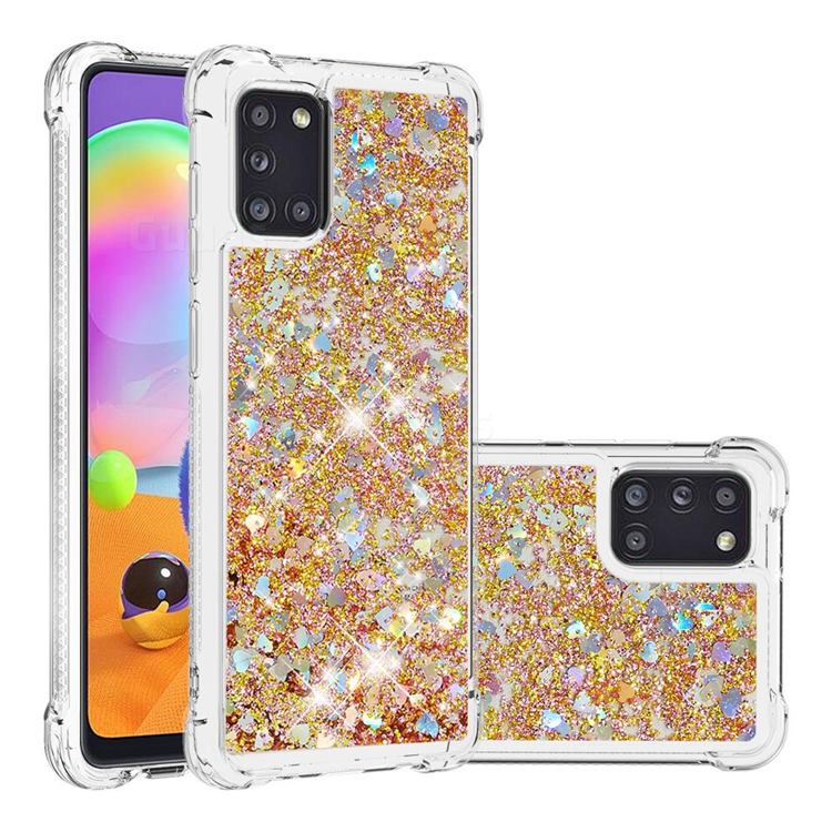 Dynamic Liquid Glitter Sand Quicksand TPU Case for Samsung Galaxy A31 - Rose Gold Love Heart