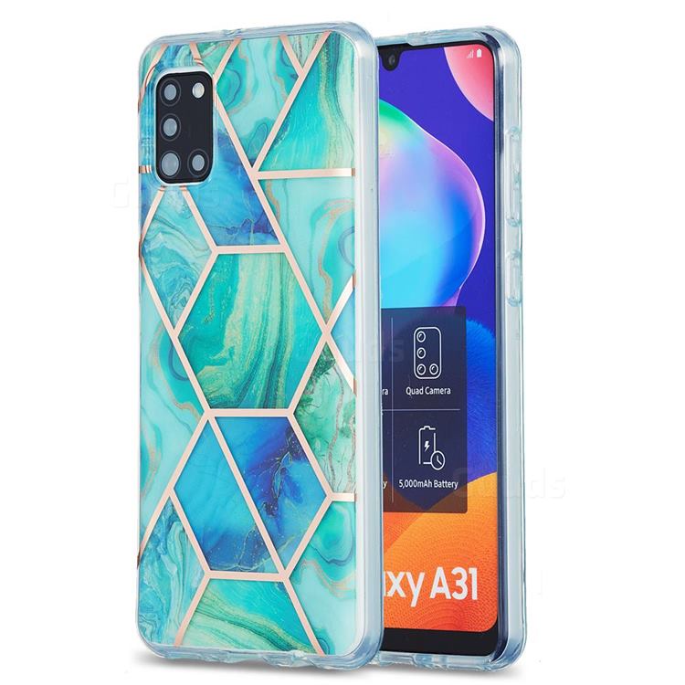 Green Glacier Marble Pattern Galvanized Electroplating Protective Case Cover for Samsung Galaxy A31