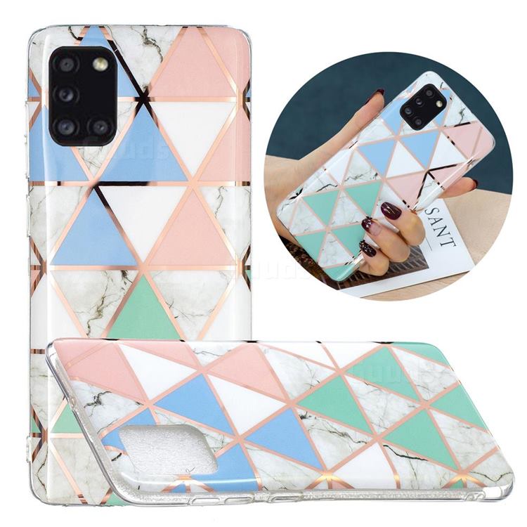 Fresh Triangle Painted Marble Electroplating Protective Case for Samsung Galaxy A31