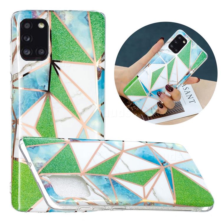 Green Triangle Painted Marble Electroplating Protective Case for Samsung Galaxy A31