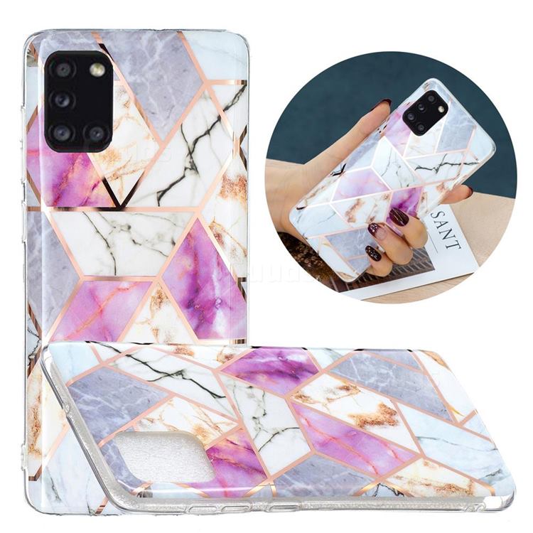 Purple and White Painted Marble Electroplating Protective Case for Samsung Galaxy A31