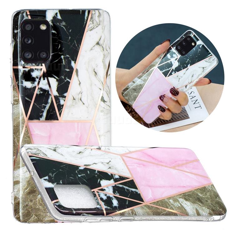 Pink and Black Painted Marble Electroplating Protective Case for Samsung Galaxy A31